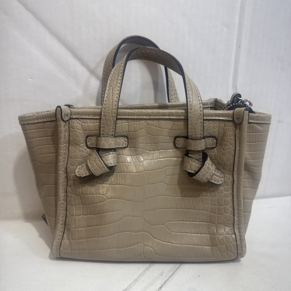 Gianni Chiarini Firenze Leather Croc Crossbody Mini Tote Bag Purse Made In Italy